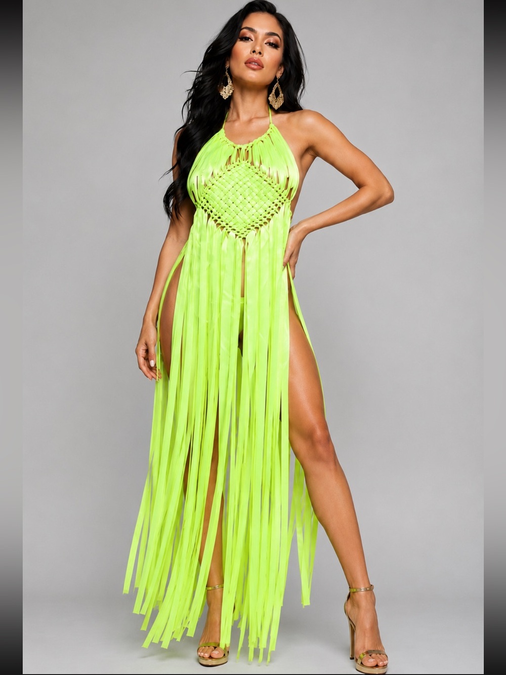 Fringe Halter Maxi Dress - Picture 8 of 16